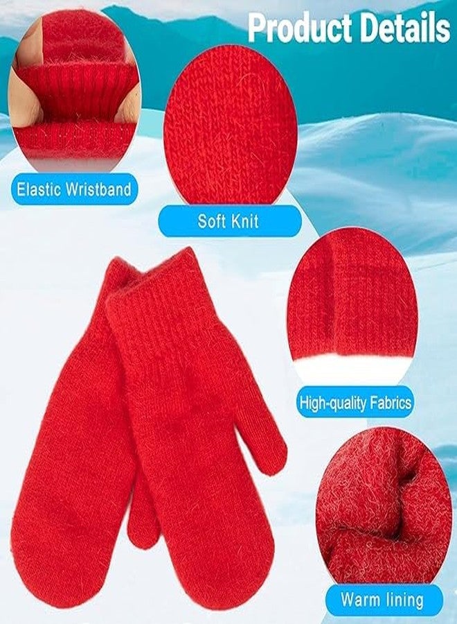 OVOY Winter Knitted Mittens Soft Warm Elastic Cold-Weather Thick Lining Gloves for Women and Men - Image 3